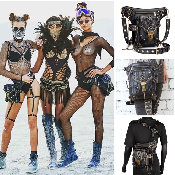 🍒 POUCH BAG LEATHER CROSSBODY MULTPURPOSE PURSE UTLITY BELT FANNY PACK CHAIN - Picture 16 of 16